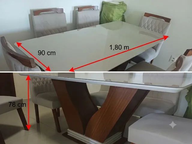 Mesa de Jantar 6 Lugares Tampo de Vidro - Foto 2