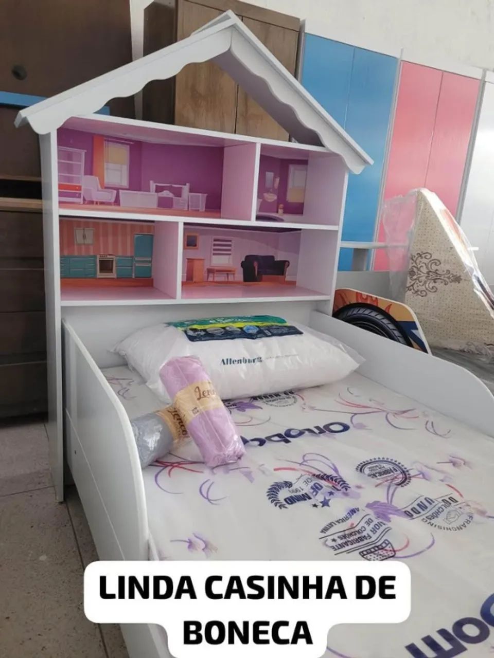 Sonho Infantil em Branco e Rosa: Cama Laura com Design de Casinha S/Colchão  - Foto 2