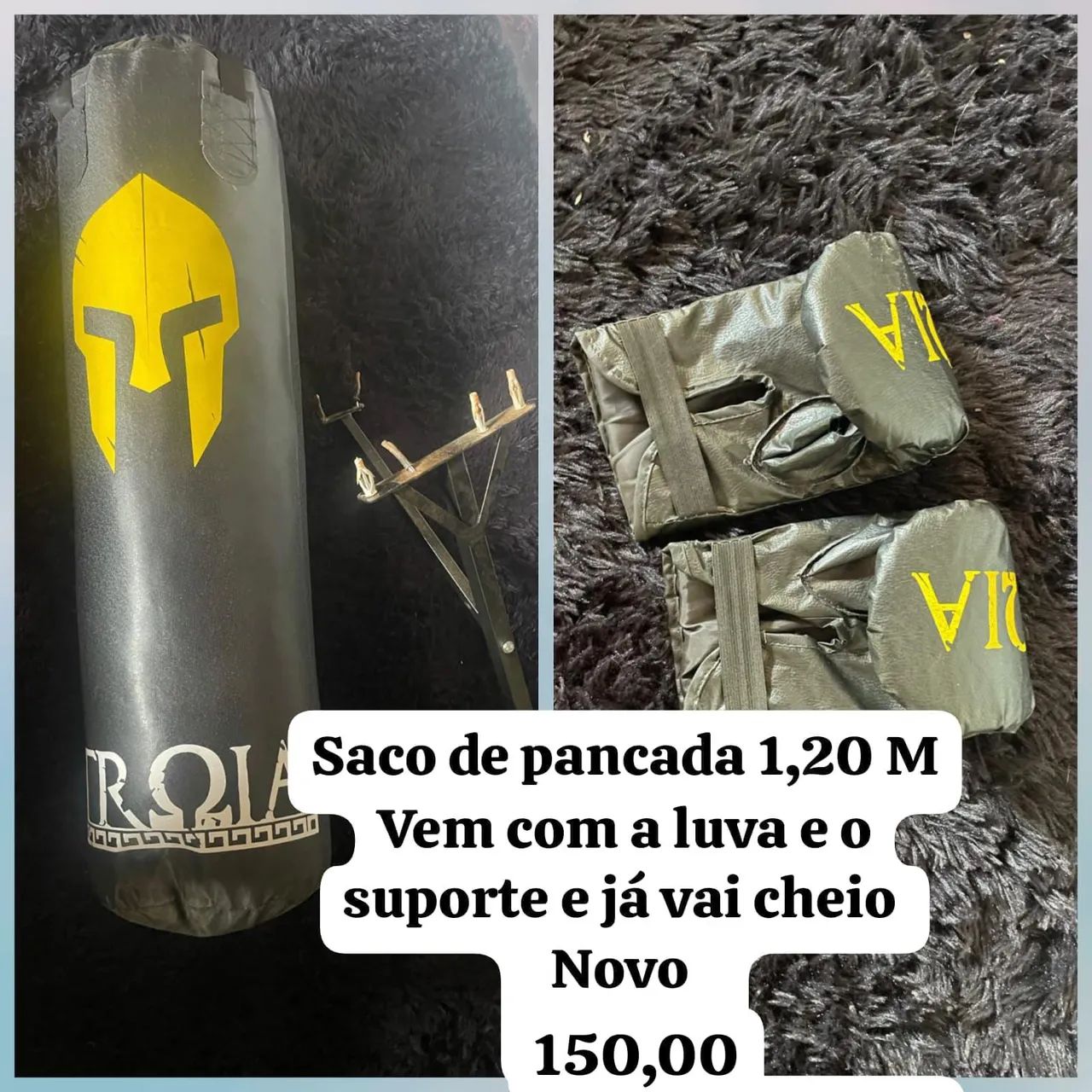 Saco de pancada cheio acompanha luva e suporte 