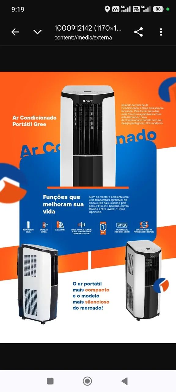 Ar Condicionado Portátil Gree 10.000 BTUs + Nota + Garantia+ Cartão 12x!!   - Foto 4