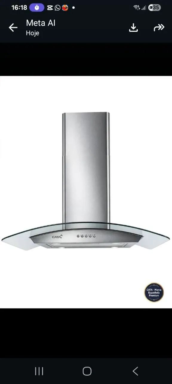 COIFA DE PAREDE INOX COM VIDRO CURVO. - Foto 3