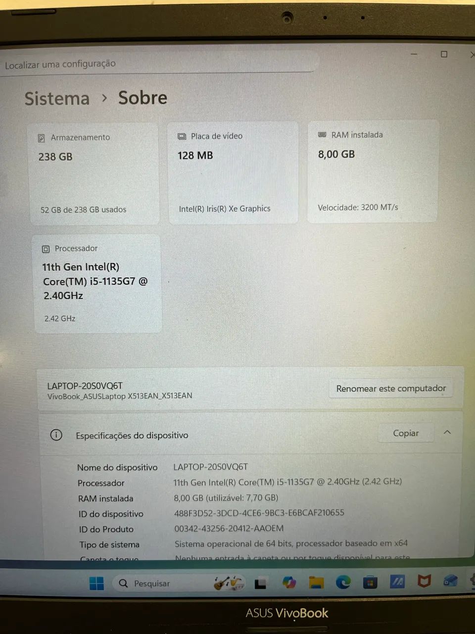 Notebook Asus 256ssd 8ram i5-11th toppp novinho - Foto 3