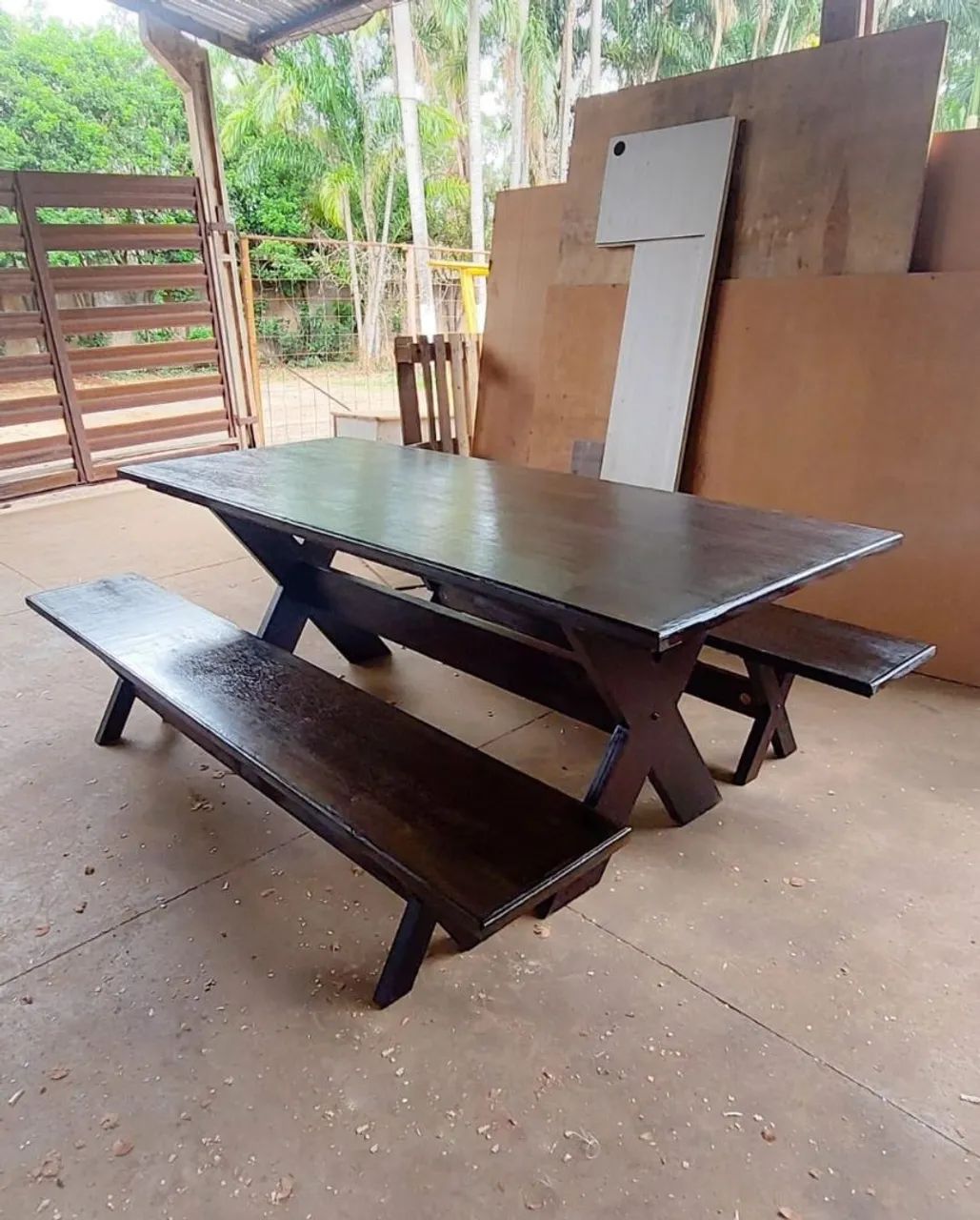 Mesa naval 2.20 x 80 com 2 bancos  - Foto 3