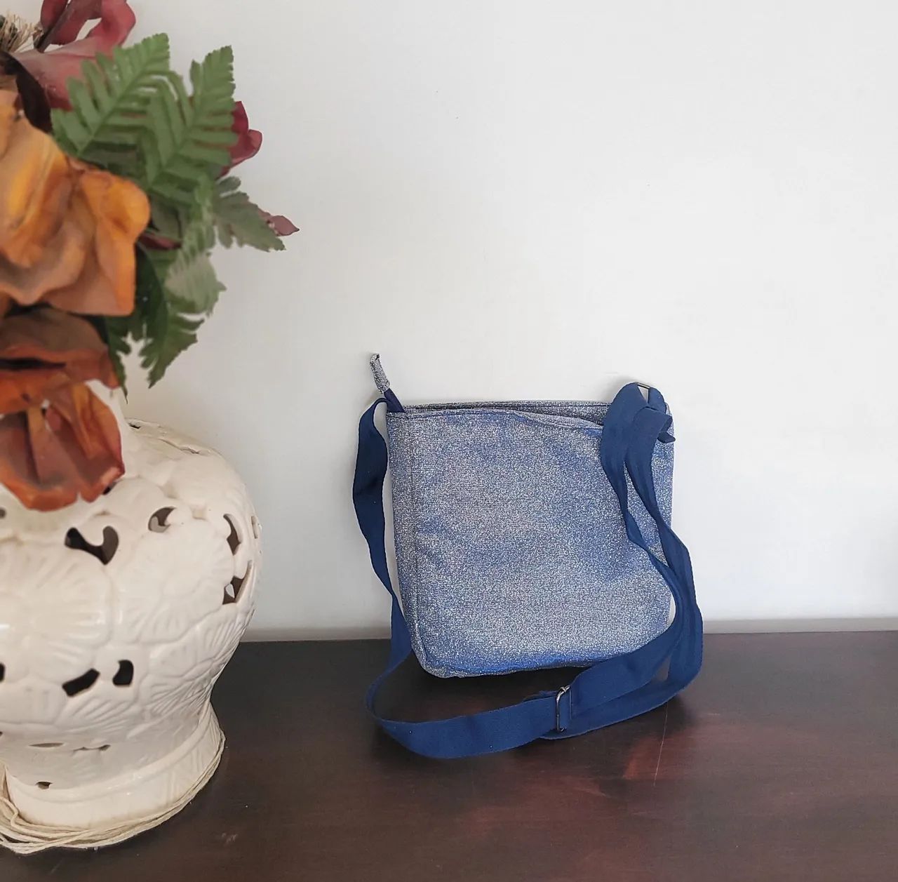 Bolsa Transversal sestini Capricho glitter azul - Foto 3