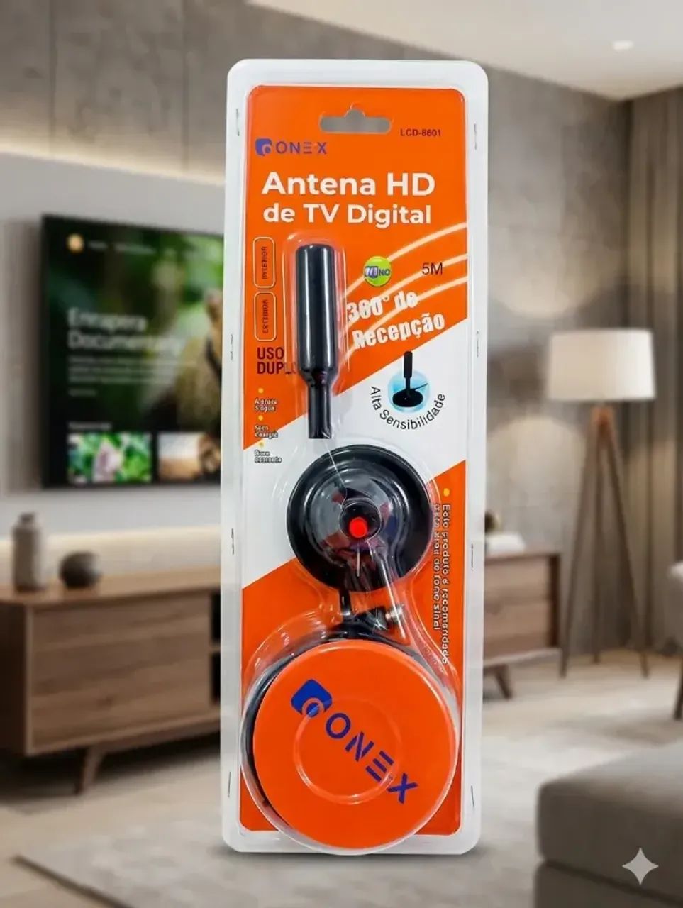ANTENA TV DIGITAL HDTV UHF VHF INTERNA 4 DBI E CABO. - Foto 2