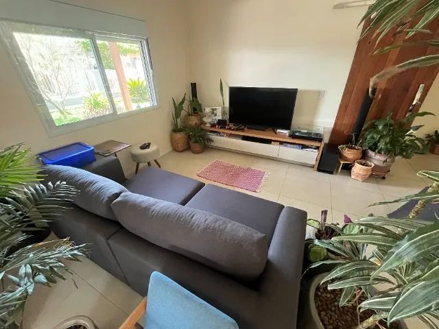 Sofá Linho 4 lugares HABITATO Sofás - Cinza chumbo 2 metros - Foto 2