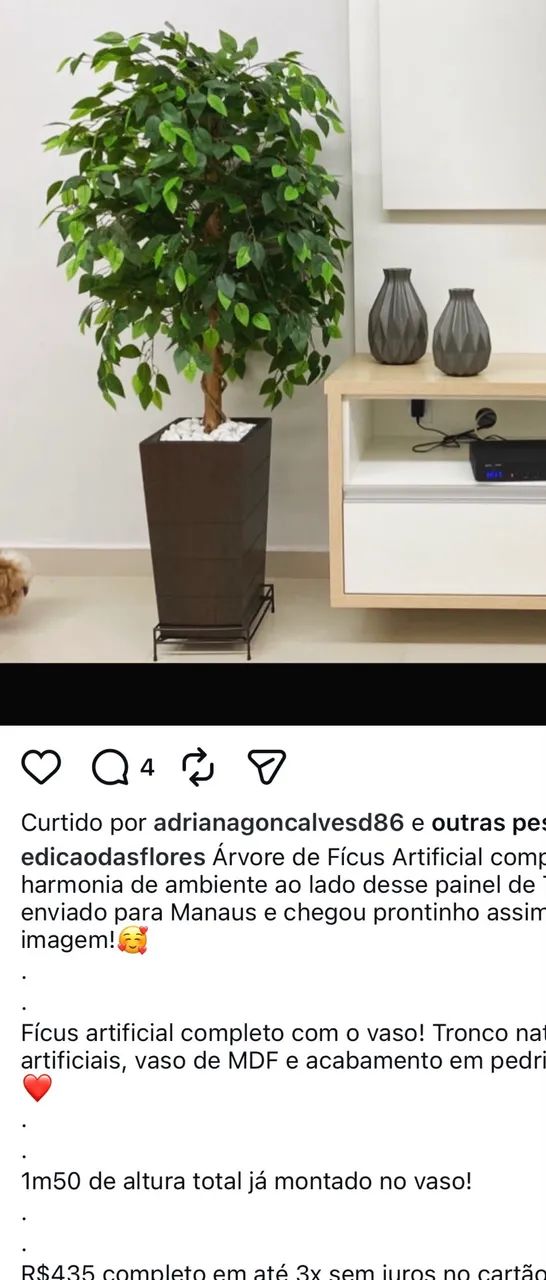 Vaso com planta artificial  - Foto 2