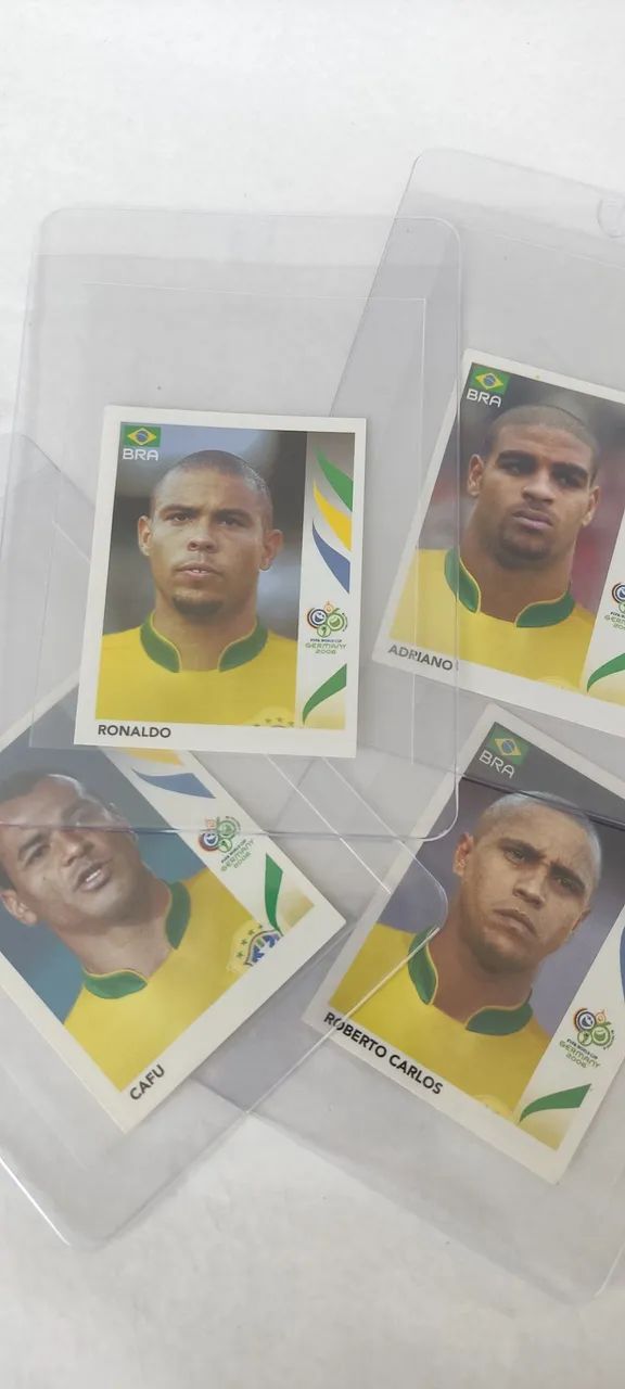 Lote de 4 figurinhas Copa 2006 Ronaldo Adriano Cafu Roberto Carlos Panini 