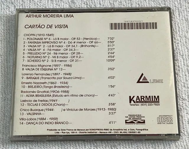CD Arthur Moreira Lima- Cartão de visita  - Foto 3