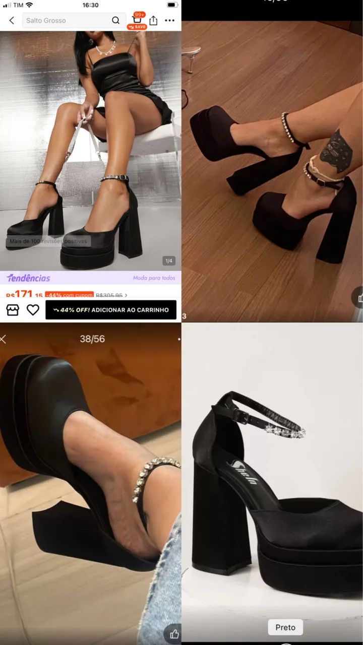 Sapato salto alto preto, modelo clássico
