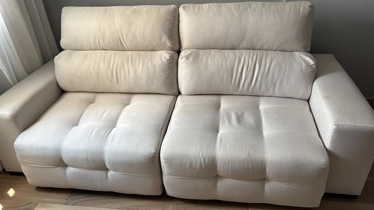 Sofá Retrátil 2,5m em Linho Off White - Foto 2