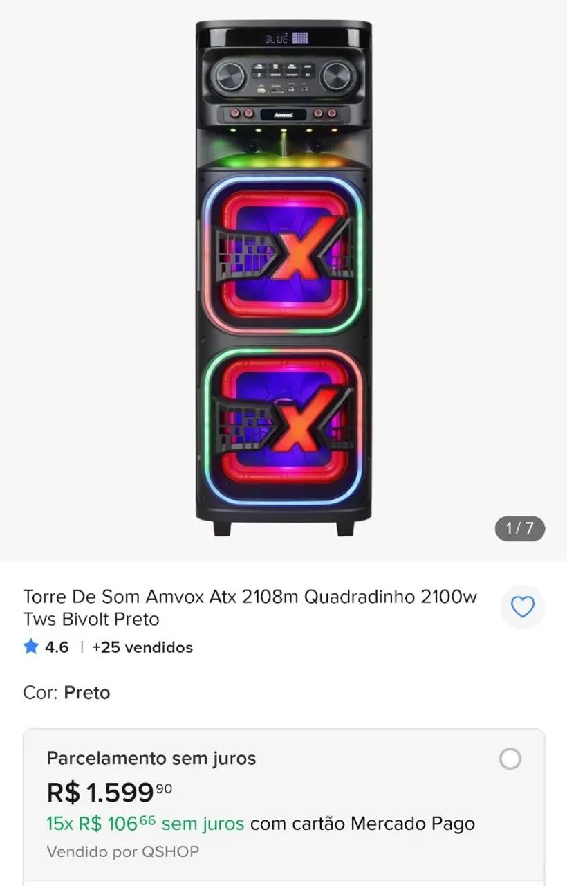 Torre De Som Amvox 2100w - Foto 4