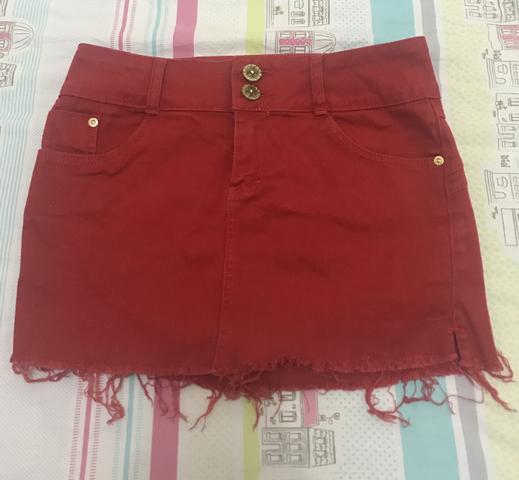 Saia Jeans vermelha