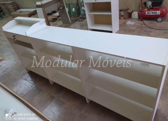 Balcão Caixa Vitrine + 2 Balcões Vitrine Branco 100% MDF - Foto 2