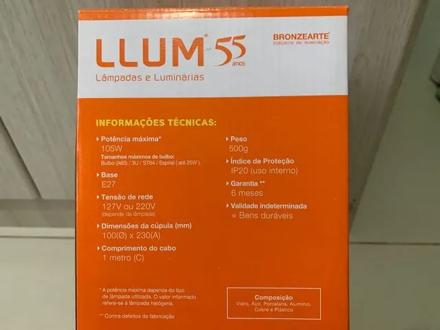 Luminária de vidro com acabamento fosco - Foto 3