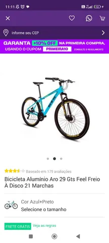 Bicicleta Alumínio Aro 29 Gts Feel Freio À Disco 21 Marchas - Azul