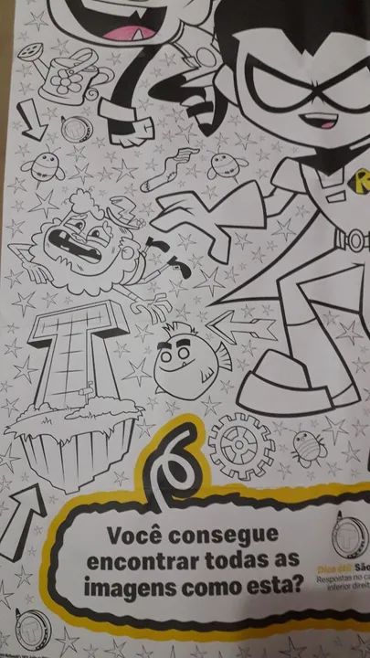 Cartaz com desenhos dupla face para pintar da Teen Titans Go usada - Foto 3