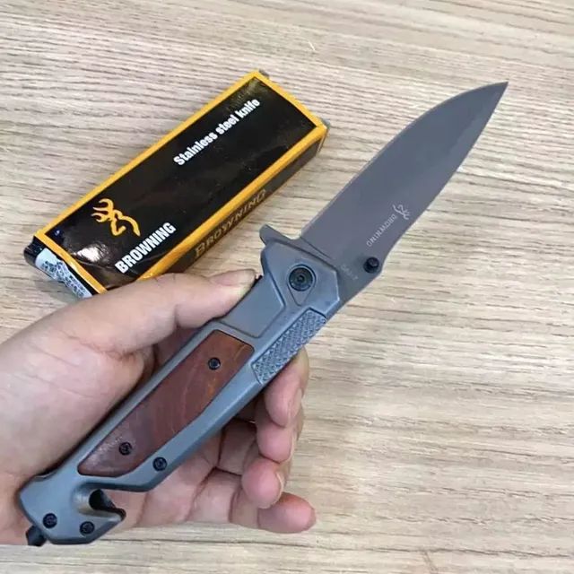 Canivete detalhe em madeira Quebra vidro(Novo)