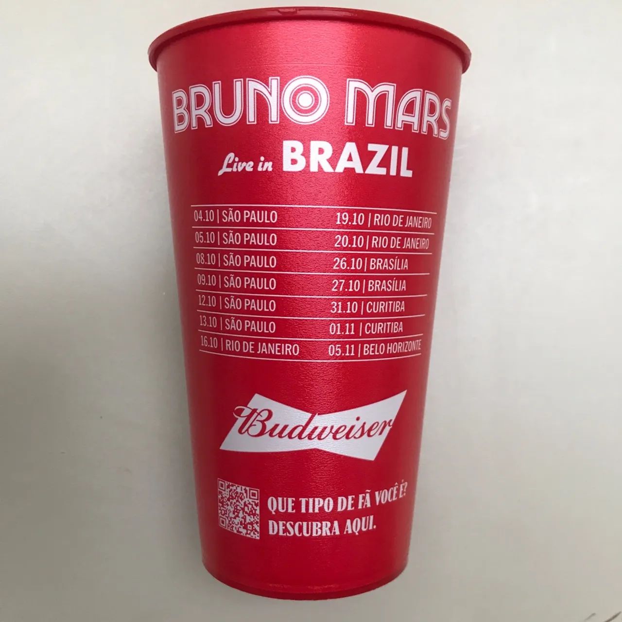 Copo Oficial Bruno Mars (Budweiser) - Edição Especial (Tour Brasil 2024)