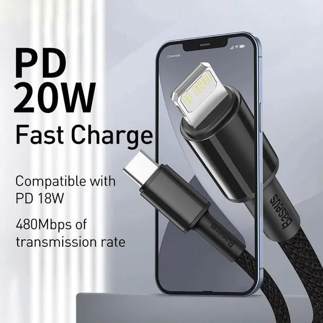 Cabo USB carga rápida PD Baseus tipo C para Lightning iPhone 1M - Foto 5