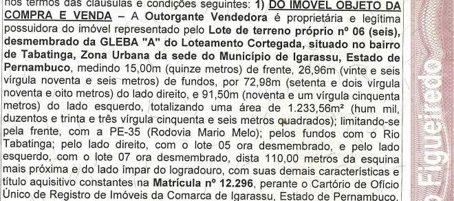 Terreno no centro de Igarassu com 2.260 m2