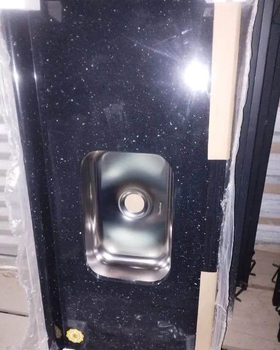 PIA MARMORE SINTETICO COM BOJO INOX 140X55 - Foto 3