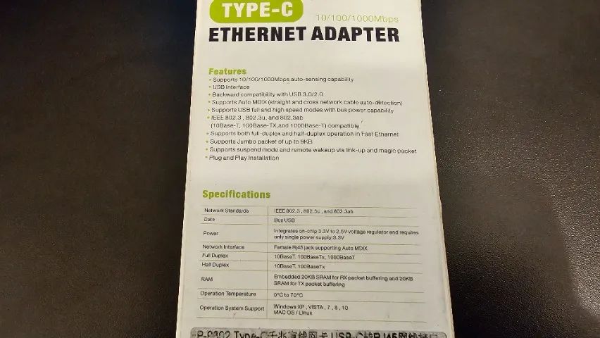 Adaptador de Cabo Ethernet RJ45 para USB Tipo C - Foto 2