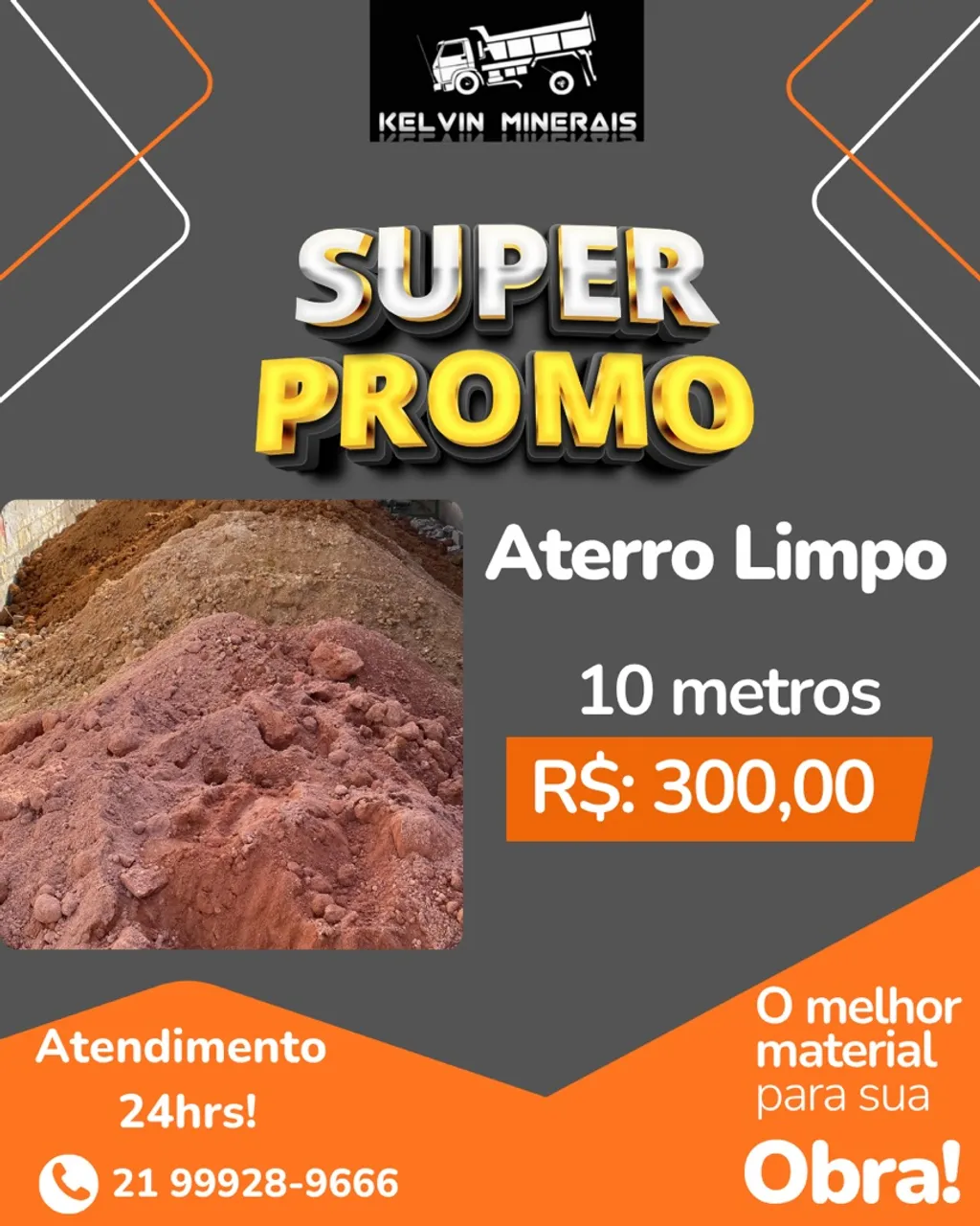 Aterro Limpo em Super Promoção - 10 metros