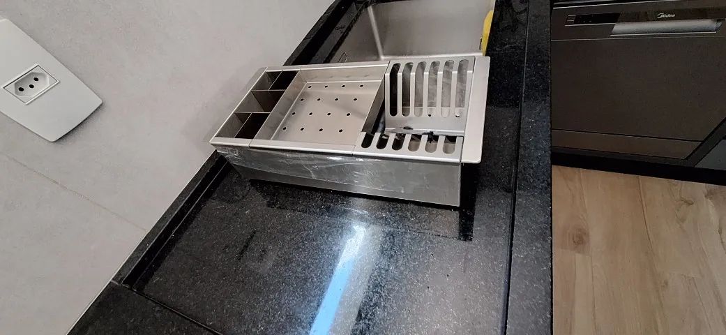 Cesto Escorredor Inox 3 Módulos Para Cuba - Calha Úmida - Foto 4