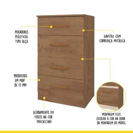 Cômoda 4 Gavetas  - Foto 3