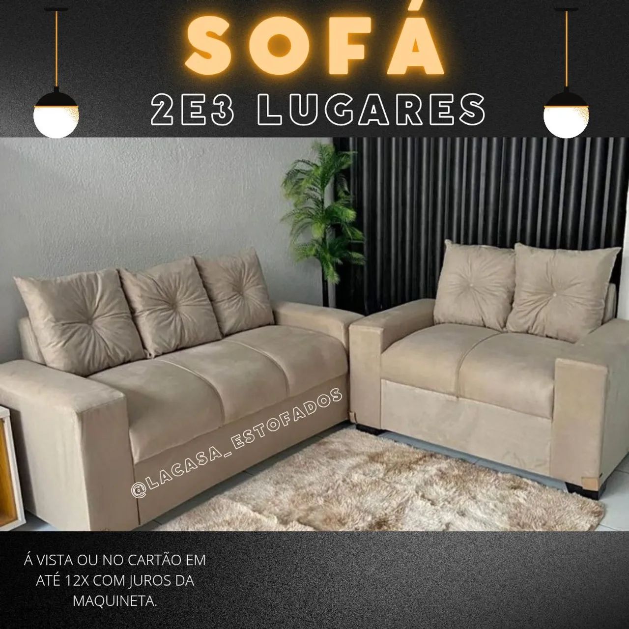 Sofá 2 e 3 Lugares Confortável e Elegante - novo lacrado.