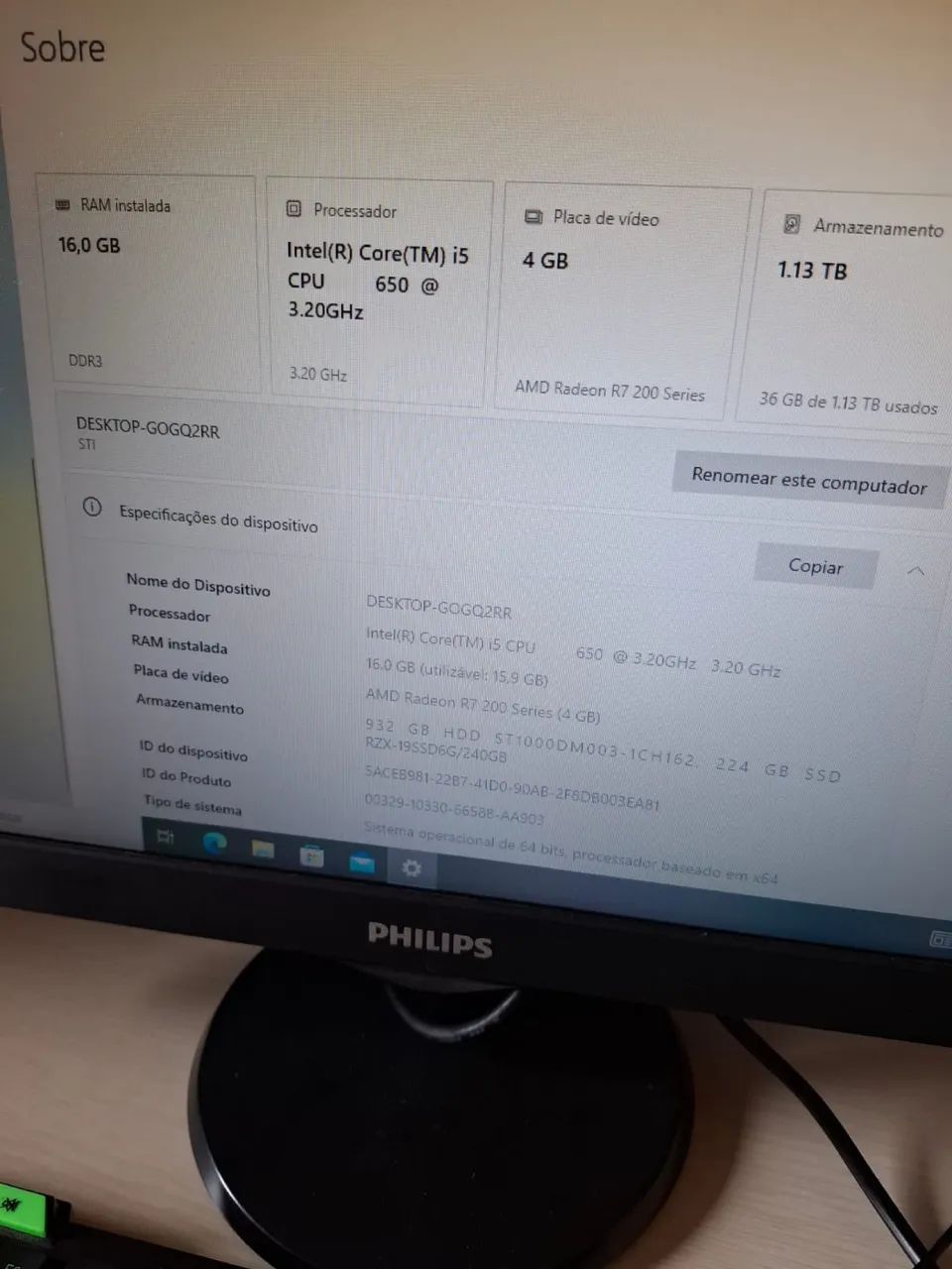 PC completo i5 + 16GB RAM + SSD + Monitor Philips + Teclado e Mouse. - Foto 3