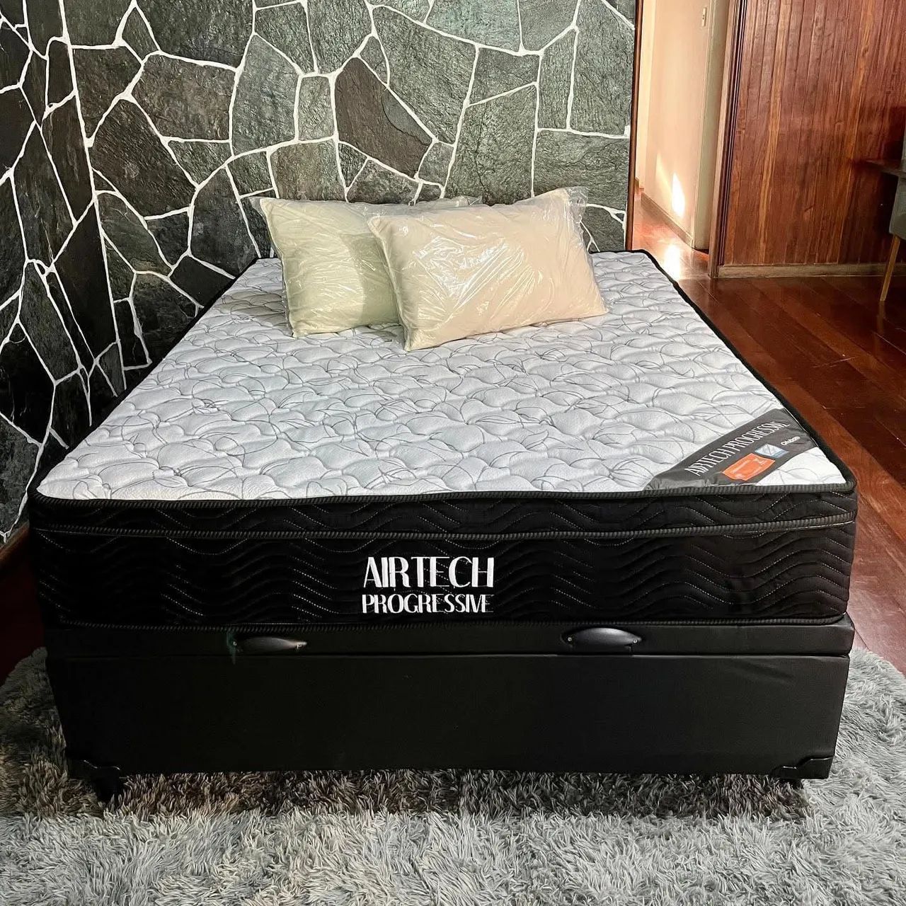 Cama Box Casal Ortobom Airtech Progressive + 2 Travesseiros - Foto 3