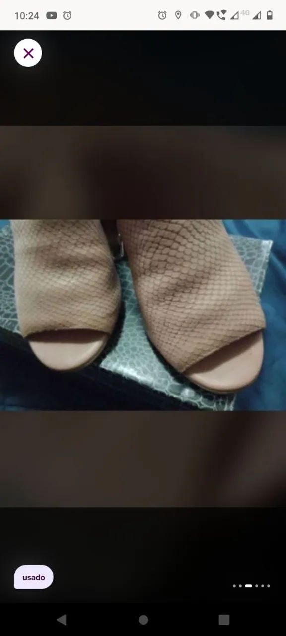 Sandália Bege Peep Toe - Foto 3