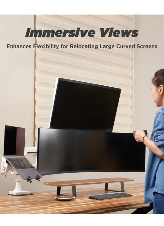 Braço de monitor triplo Branco para monitores de até 57 - Foto 4