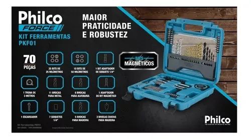 Kit Ferramentas Philco 70 Peças PKF01