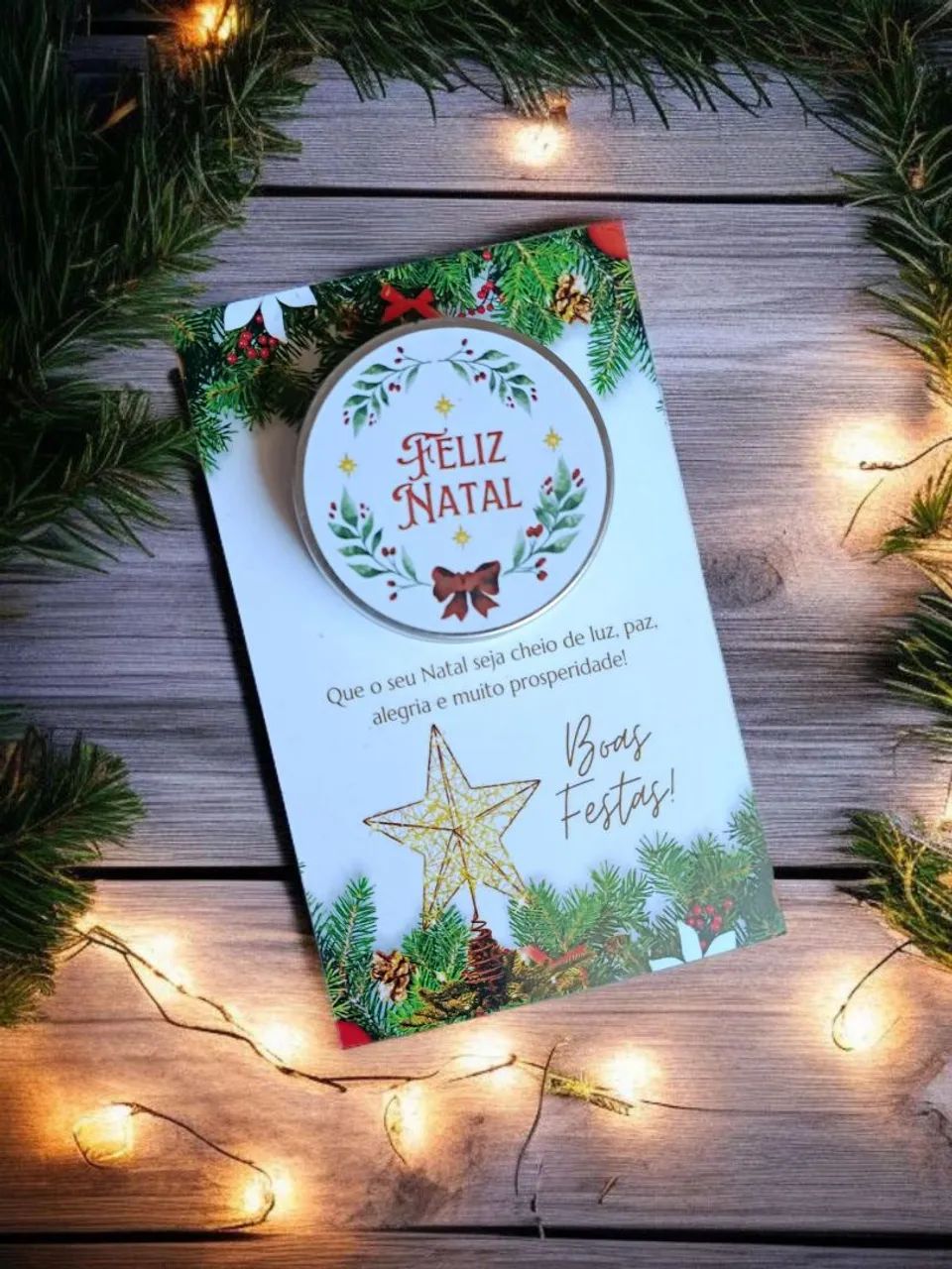 Cartão postal natalino com vela aromática  - Foto 3