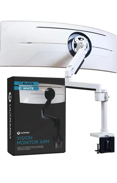 Braço de monitor triplo Branco para monitores de até 57