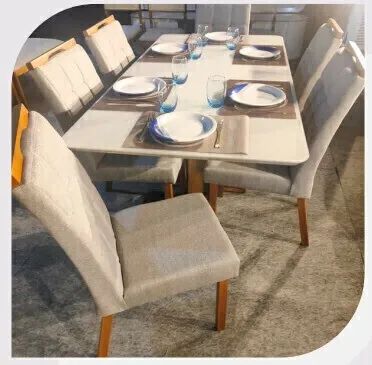 Mesa Jasmin com 6 Cadeiras 1.80m - Entrega e Monta na Hora