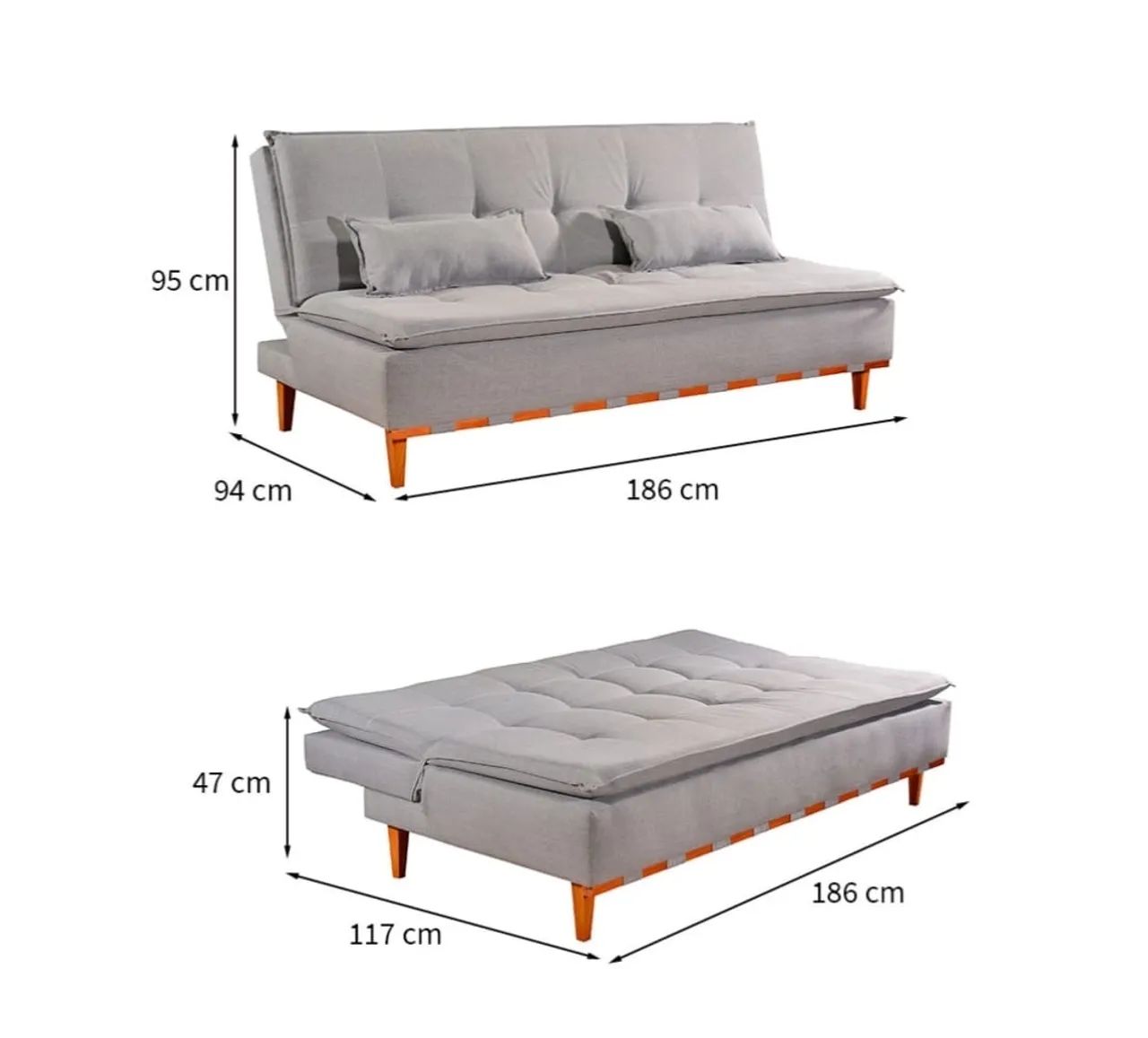 Sofá cama Nice 1,86 largura no linho 