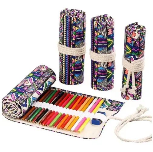 Estojo De Lona 48 Divisões Rolo Corda Prático Resistente sem lápis formas