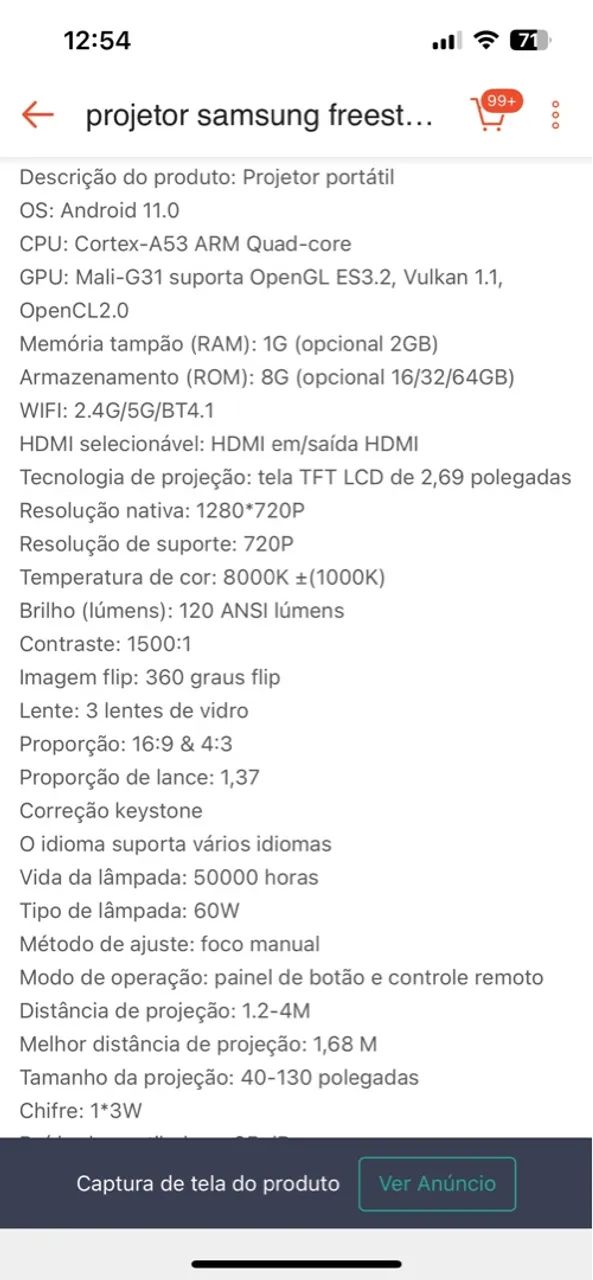 Projetor Portátil Samsung Freestyler - 120 Lumens