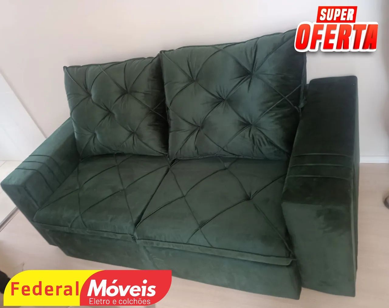 Sofá Retrátil e Reclinável 2,00m Veludo Verde - Solicite Nosso Catálogo 