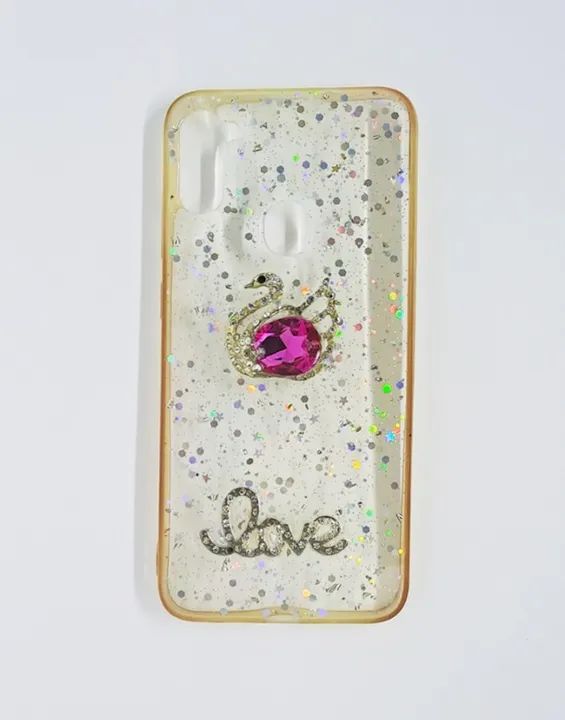 Case Capa Capinha Samsung Galaxy A11 de Silicone Transparente com Brilho - Cisne Pedra Rox