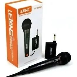 Microfone Sem Fio E Com Fio Lelong Le-996w Cor Preto