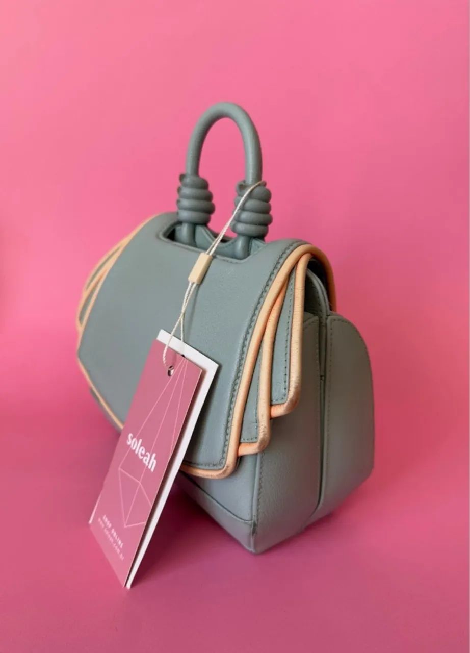 bolsa de couro baby paseo calatrava verde água soleah - Foto 4