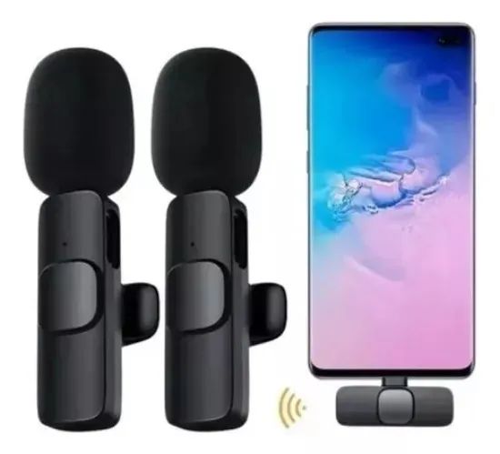 Kit com 2 Microfones de Lapela Sem Fio - Tipo C com Adaptador para iPhone K9-2IN1-2 - Foto 3