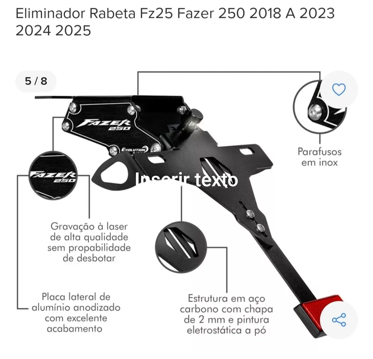 Fazer 250 Eliminador de Rabeta