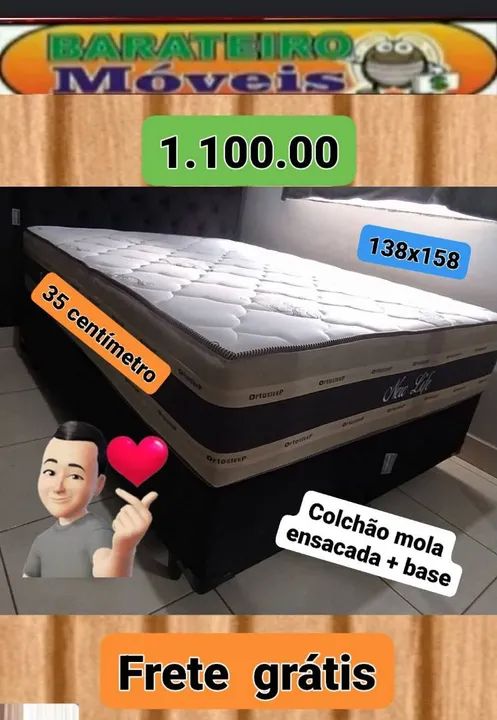 Colchão Casal+ base - Frete grátis
