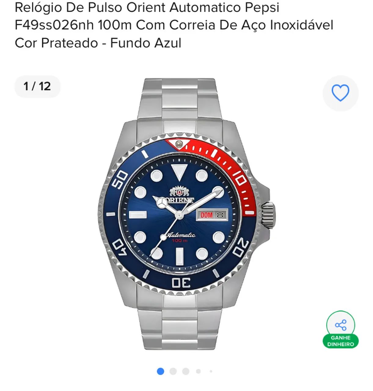 Relógio de Pulso Orient Automático Pepsi F49ss026nh Aço Inox  - Foto 4